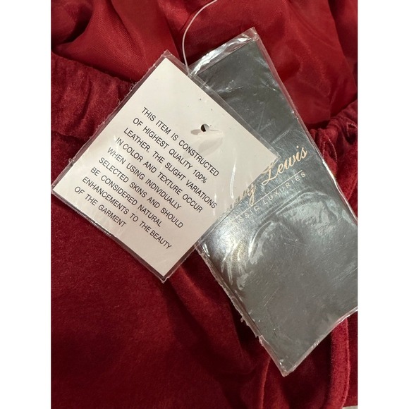 Terry Lewis Classic Luxuries Suede Leather Jacket Pants Set Red Women's L NWT - Picture 15 of 16